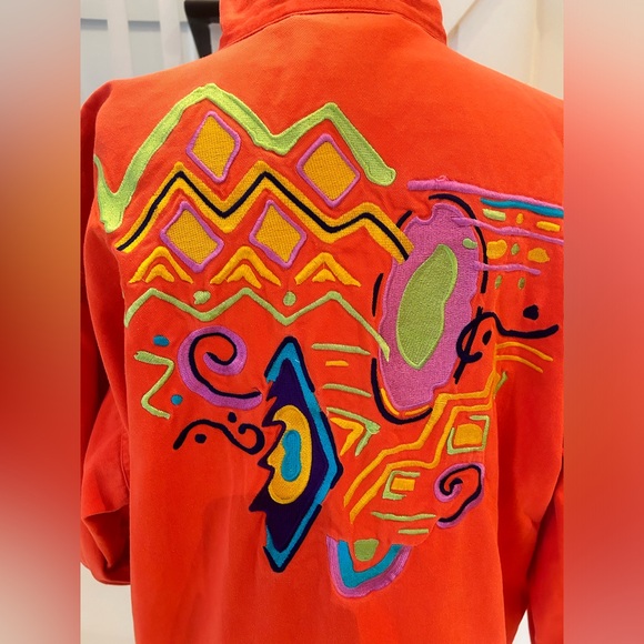 90's Unique Orange Graphic Jacket by IB Diffusion Size 14 - Picture 9 of 14